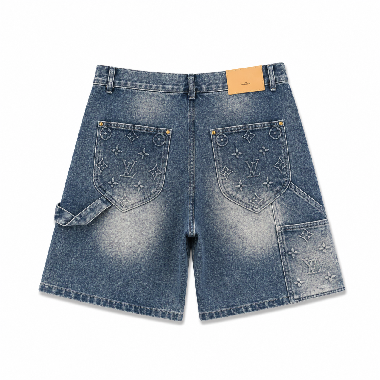 MONOGRAM PANEL DENIM SHORTS