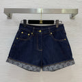 DENIM HIGH-WAIST SHORTS WITH TURN-UP HEM