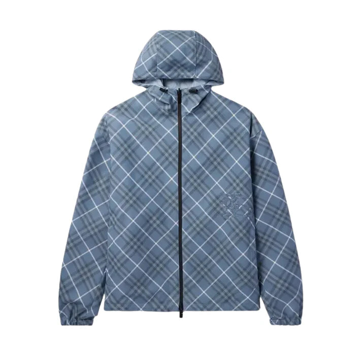 PLAID HOODED WINDBREAKER