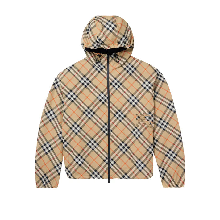PLAID HOODED WINDBREAKER
