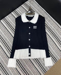 RIBBED KNIT CONTRAST CARDIGAN