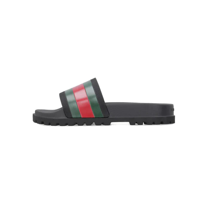 STRIPED SLIDE SANDALS
