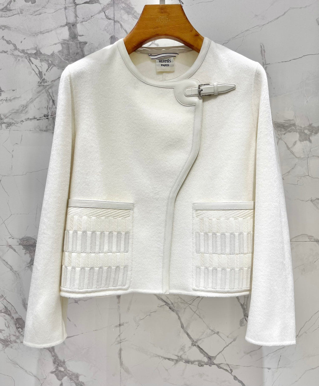 ASYMMETRIC WOOL-BLEND CROPPED JACKET