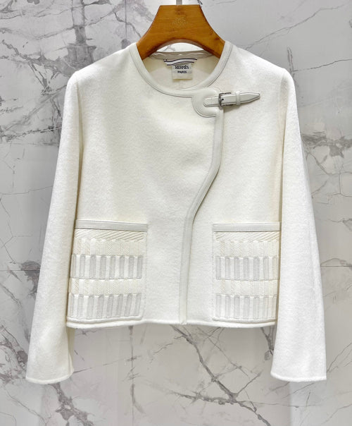 ASYMMETRIC WOOL-BLEND CROPPED JACKET