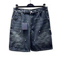 BLACK MONOGRAM DENIM SHORTS