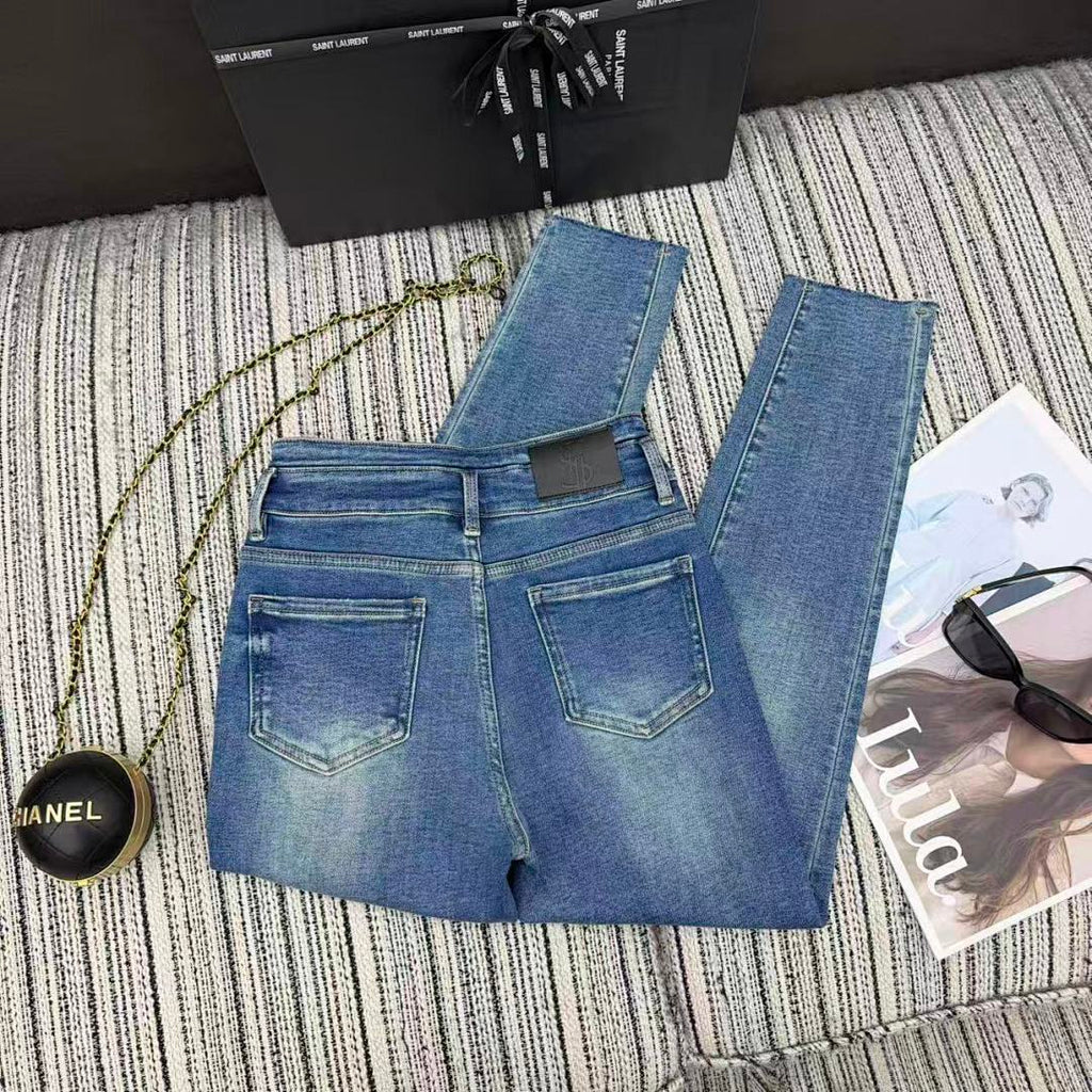 HIGH-WAIST BRAID DETAIL SKINNY JEANS