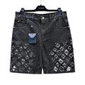PANEL MONOGRAM DENIM SHORTS