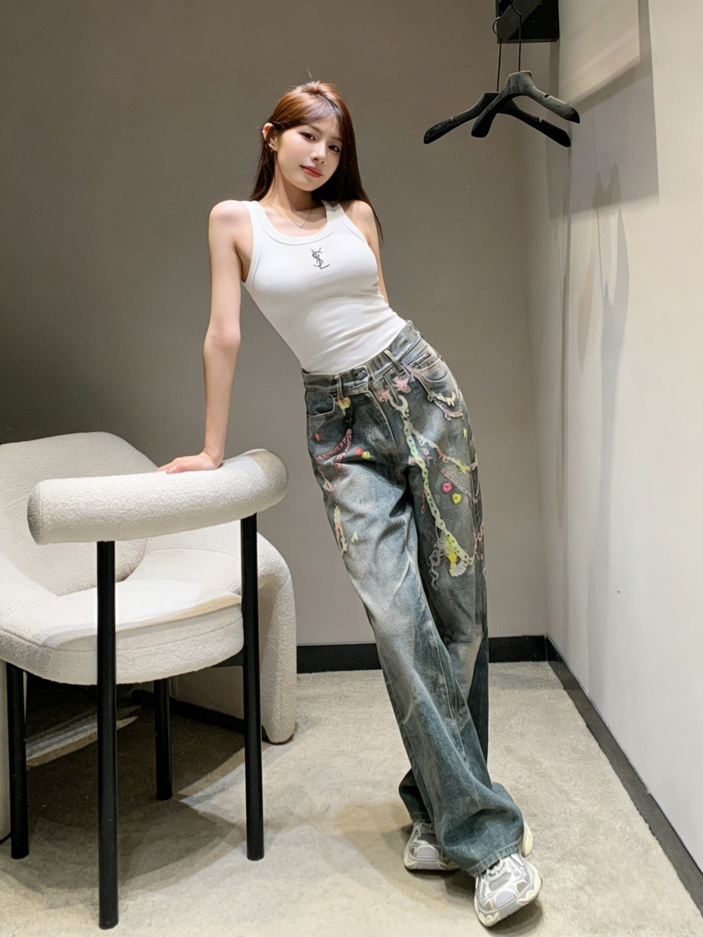 LOGO RIBBED SLEEVELESS TANK TOP