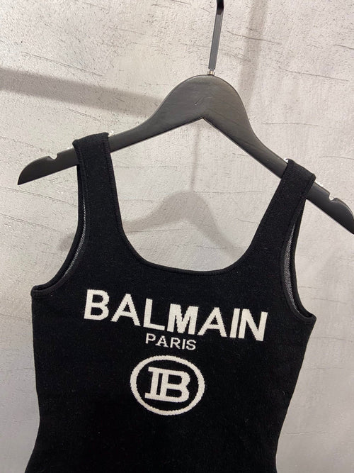 BLACK LOGO KNIT BODYSUIT