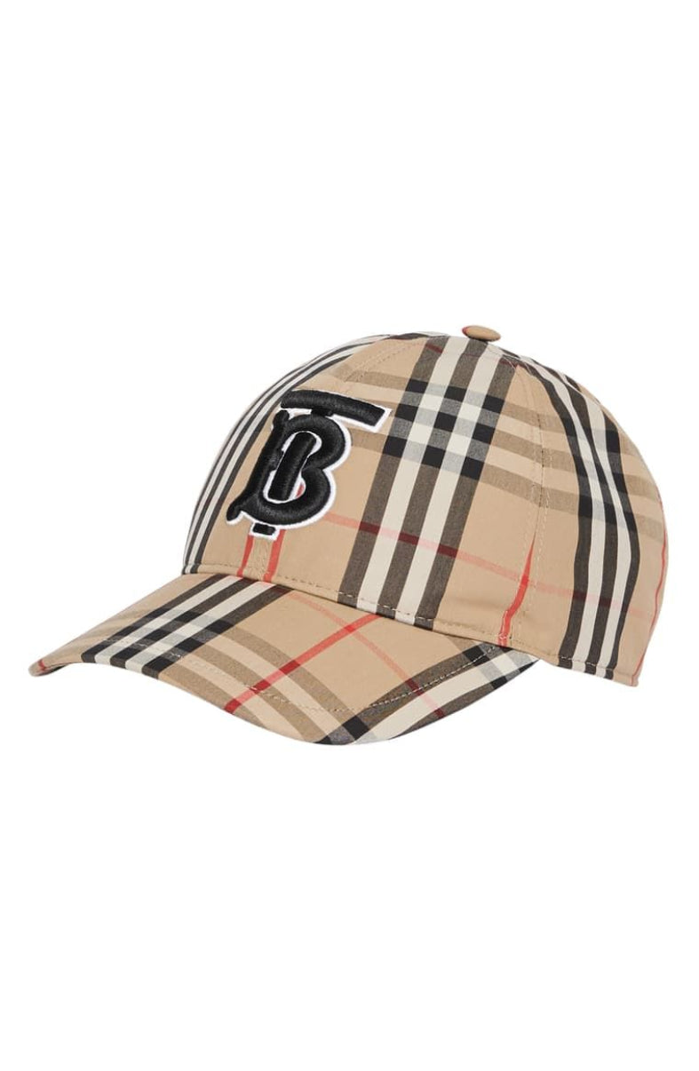 CHECK PATTERN EMBROIDERED BASEBALL CAP